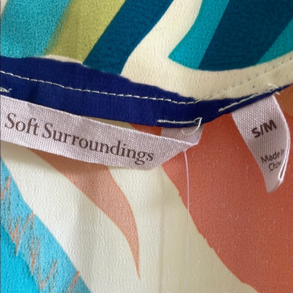 NEW….Soft Surroundings Multicolor Tropical caftan / open cardigan - Picture 6 of 7